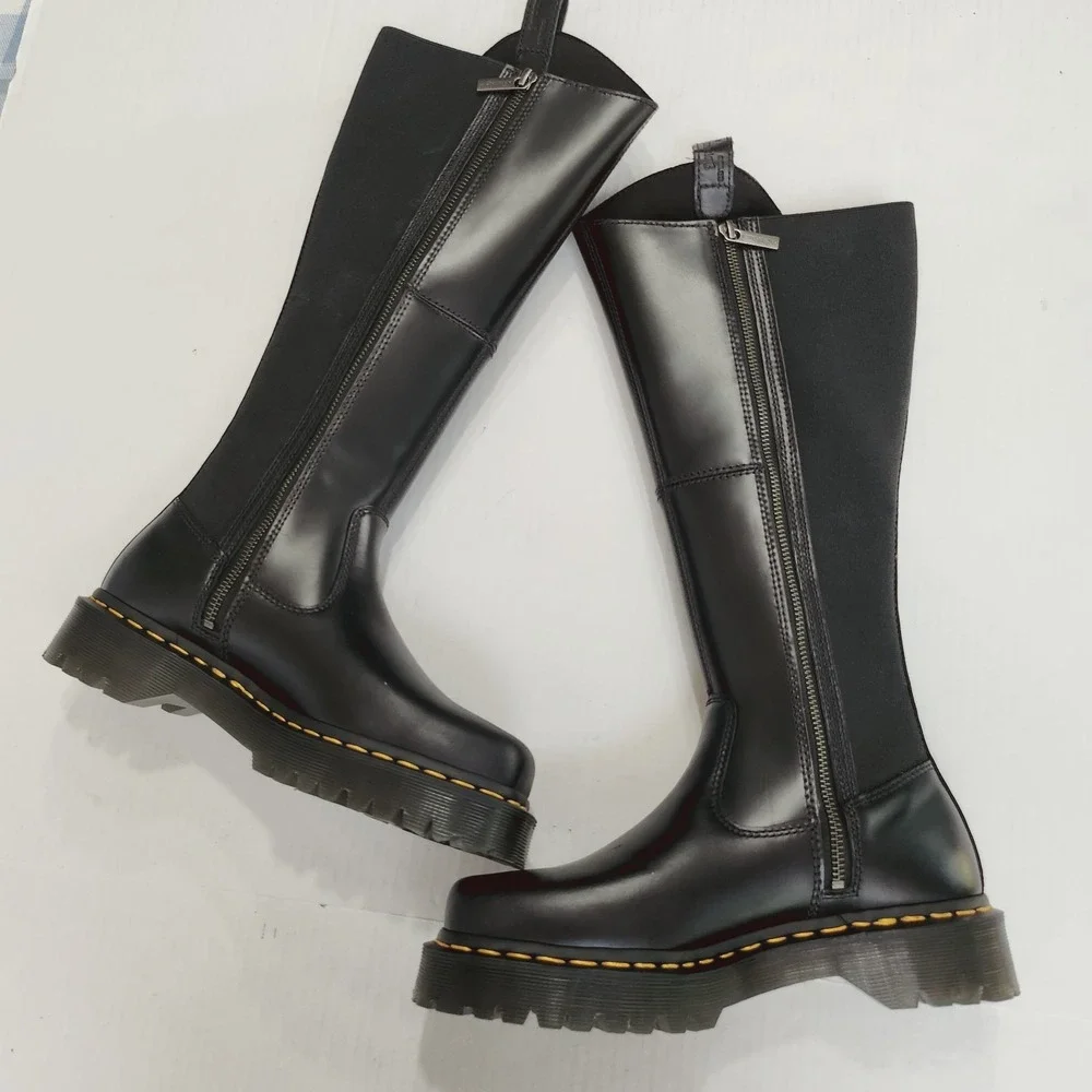 Womens Size 7 Dr. Martens Knee High Riding Boots Amaayah Hi Orlean Leather Black